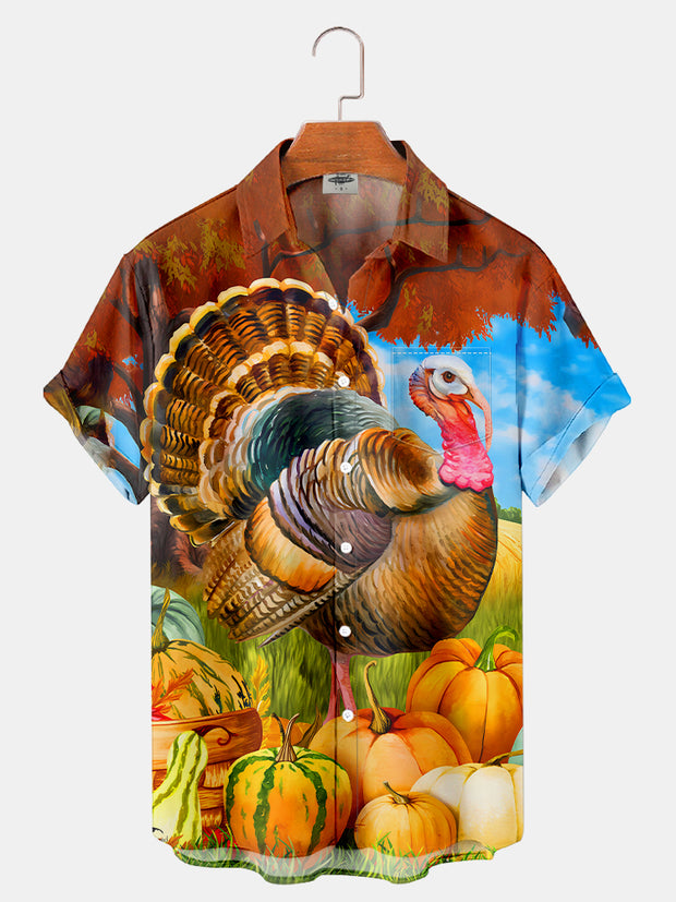 Fydude Men'S Thanksgiving Turkey Printed Shirt