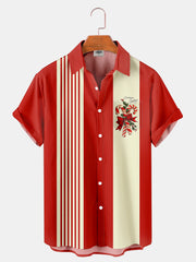 Fydude Men'S Christmas Cane Candy Printed Shirt