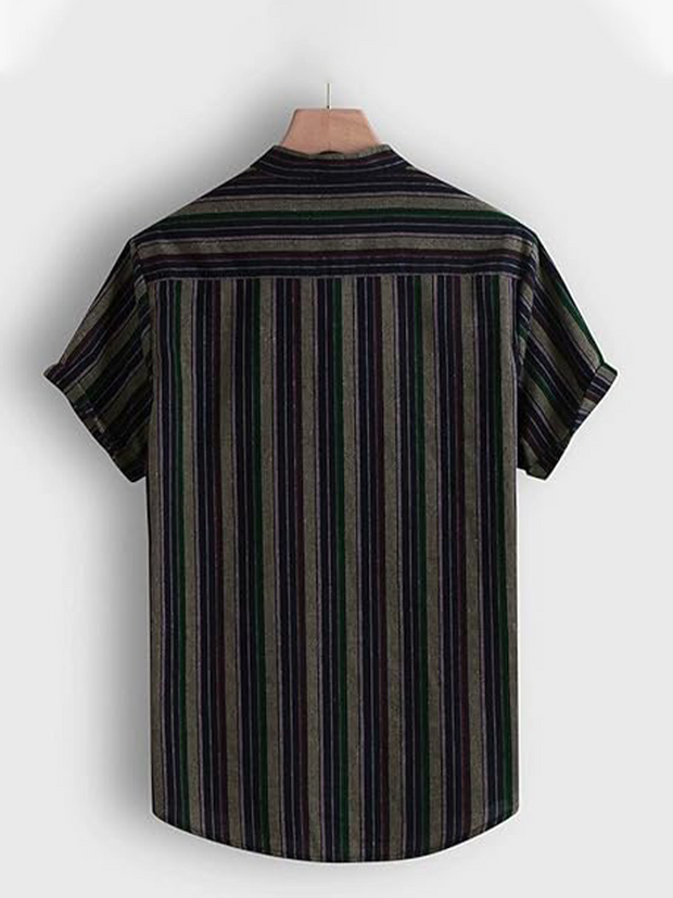 Men'S Retro Stripes Printed Shirt