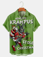 Fydude Men's Christmas How Camps Stole Christmas Printed Short Sleeve Shirt