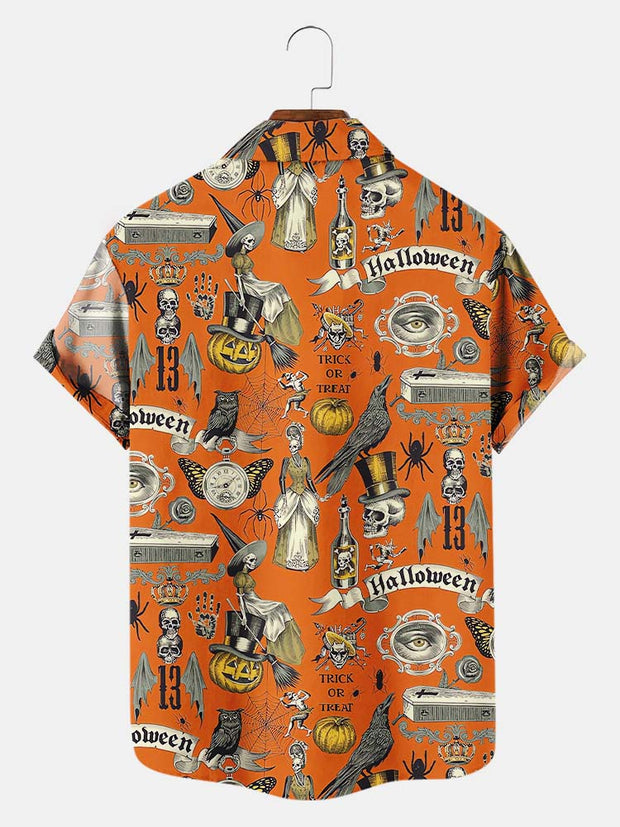 Fydude Men'S Halloween Art Printed Shirt