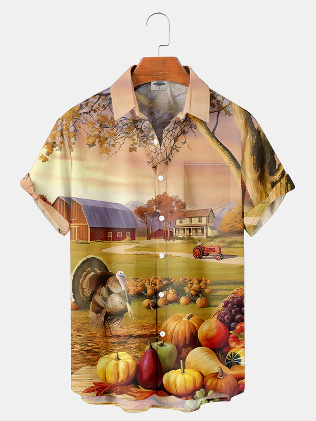 Men'S Thanksgiving Turkey Printed Shirt