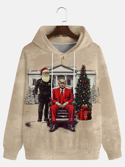 Men's Funny Trump Christmas I'll Be Home For Christmas Print Hoodie Sweatshirt