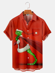 Fydude Men'S Christmas Frog Printed Shirt