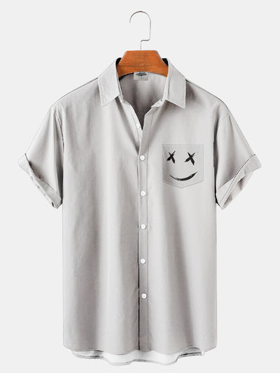 Fydude Men'S Retro Simple Smiley Face Printed Shirt