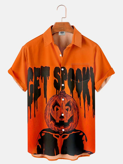 Fydude Men'S Halloween Get Spooky Printed Shirt