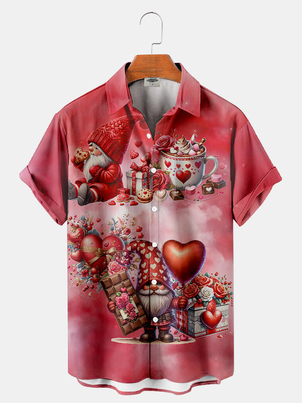 Retro Valentine's Day Gnome Printed Shirt