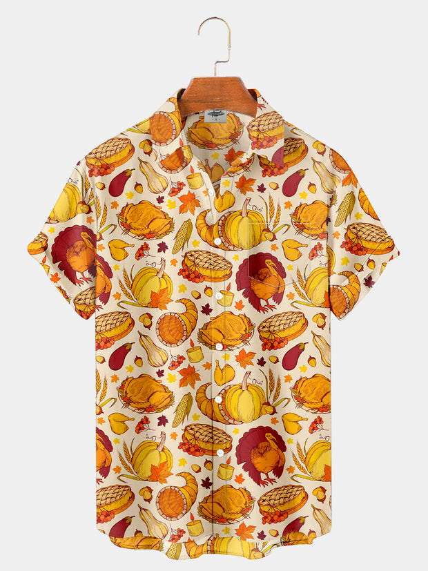 Fydude Men'S Thanksgiving Turkey Printed Shirt