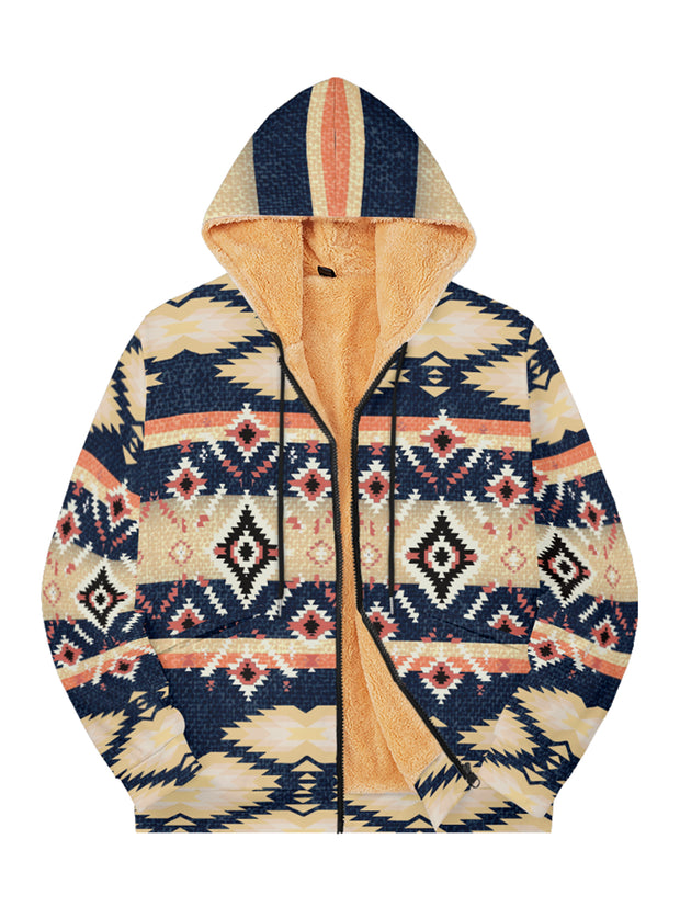 Fydude Men'S West Aztec Print Full Zip Jacket