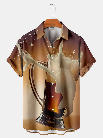 Men'S Retro Beer Printed Shirt