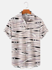 Fydude Men'S Halloween Bandage and eyes Printed Shirt