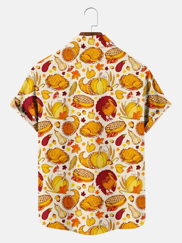 Fydude Men'S Thanksgiving Turkey Printed Shirt