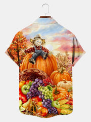 Fydude Men'S Thanksgiving Scarecrow Printed Shirt