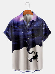 Fydude Men'S Retro Starry Sky Printed Shirt