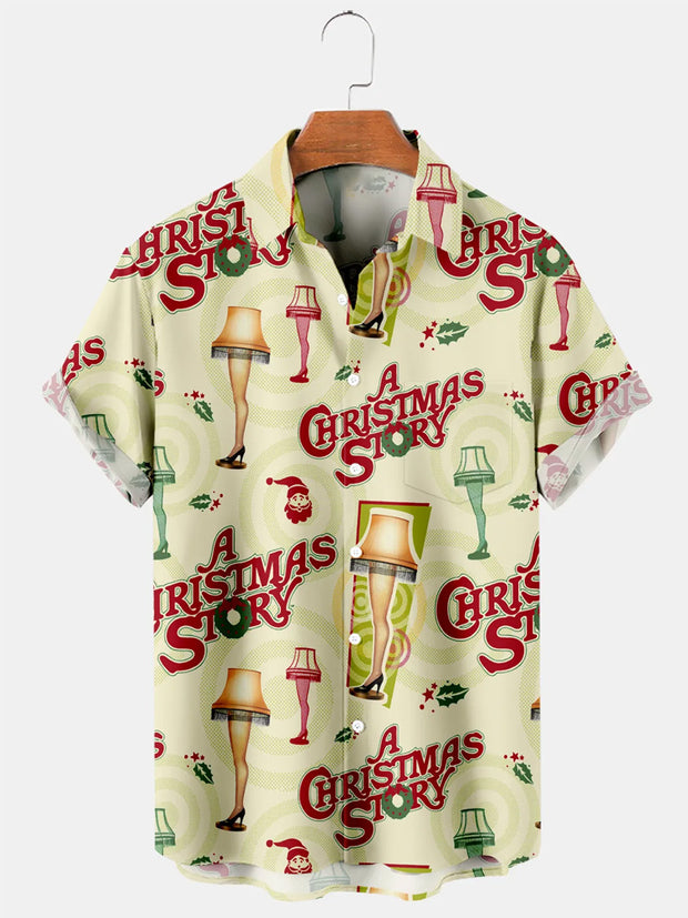 Fydude Men'S Merry Christmas Printed Shirt