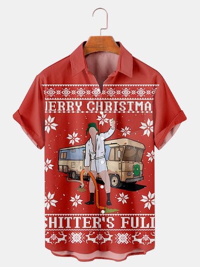 Fydude Men'S A Christmas Vacation Printed Shirt