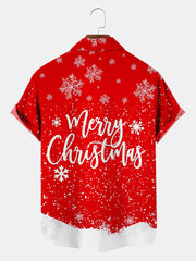 Fydude Men's Christmas Printed Short Sleeve Shirt