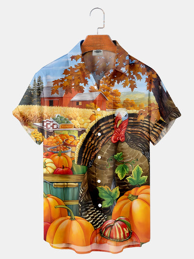 Men'S Thanksgiving Turkey Printed Shirt