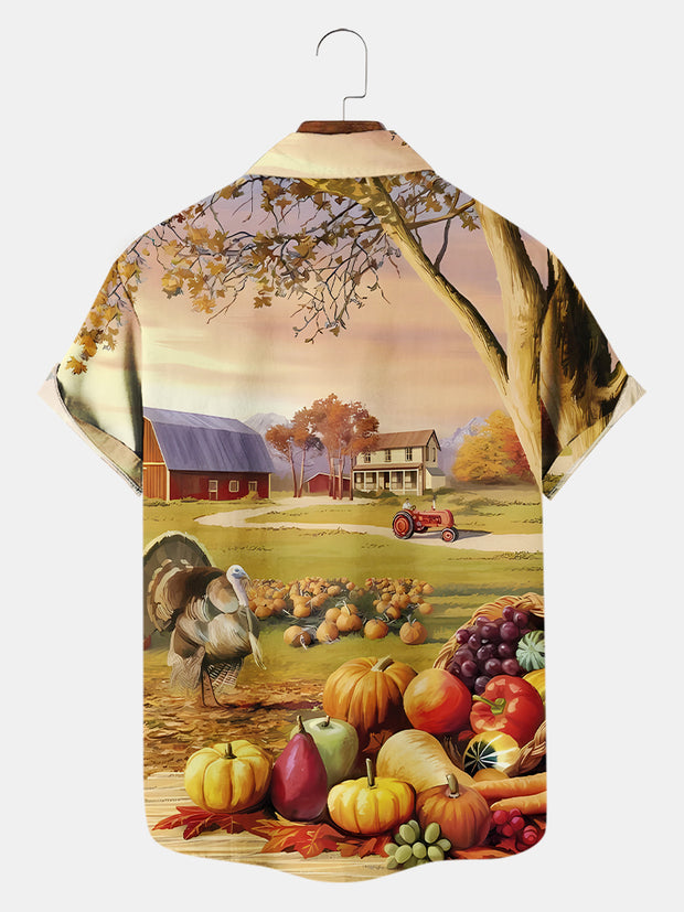 Men'S Thanksgiving Turkey Printed Shirt