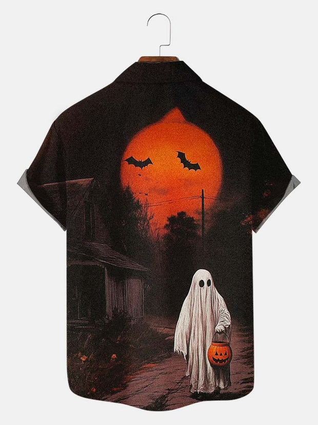 Fydude Men'S Halloween Ghost Printed Shirt