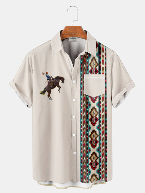 Men's western cowboy print shirt – Fydude