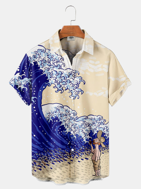 Men'S Van Gogh And The Waves Print Shirt – Fydude