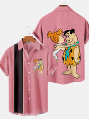 Fydude Men'S Flintstones Fred And Wilma Printed Shirt