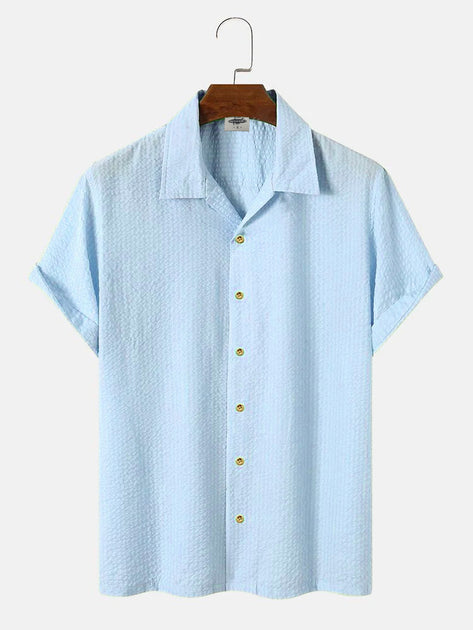 Men's Plain Seersucker Wrinkle Free Casual Shirts – Fydude