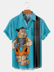 Fydude Men's Flintstones barney and fred bowling Printed Shirt