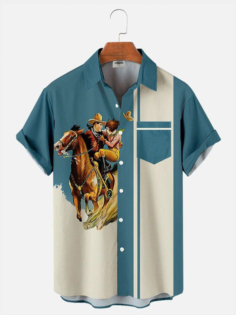 Men's western cowboy print shirt – Fydude