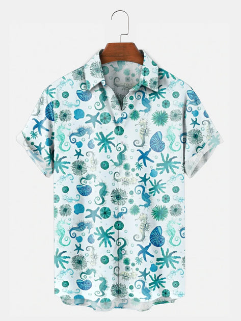 Seahorses And Starfish Printed Shirt – Fydude